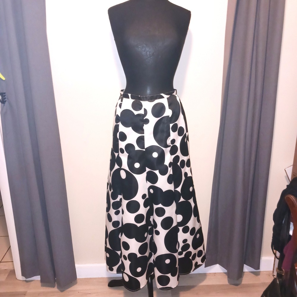 Mod Retro Venus Y2k Black White Polka Dot Satin Maxi Satin
Skirt Crinoline 8